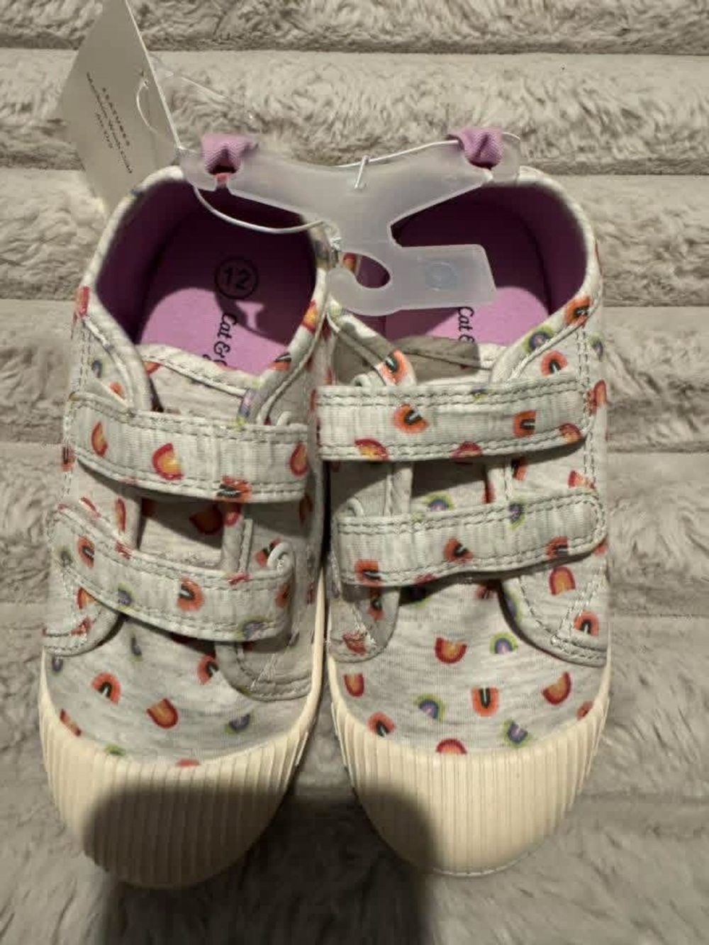 Kids Rainbow Print Casual Sneakers - Pink & White